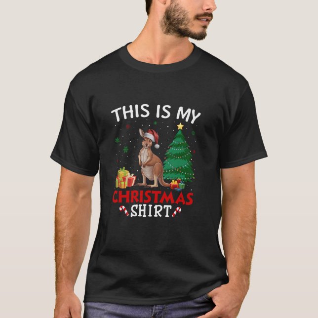 Camiseta Este é o meu Kangaroo Santa Hat Natal Pajama T S (Frente)
