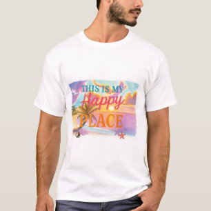 Camiseta Este é o meu lugar feliz - Praia Tropical