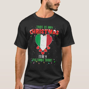 Camiseta Este É O Meu Natal Luzes Adoram A Itália Bandeira 