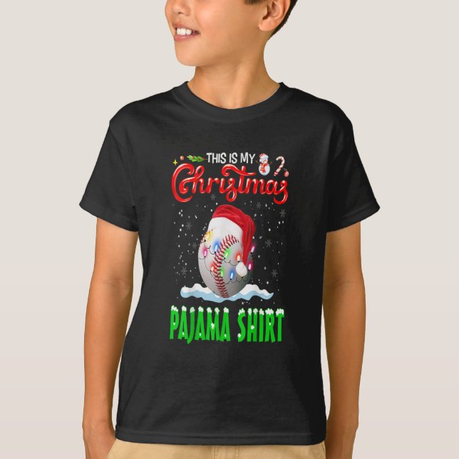 Camiseta Este É O Meu Natal Pajama Baseball (Frente)