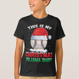 Camiseta Este É O Meu Natal Pajama Baseball Santa Hat