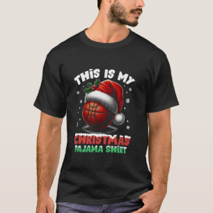 Camiseta Este É O Meu Natal Pajama Basquetebol Santa Hat B