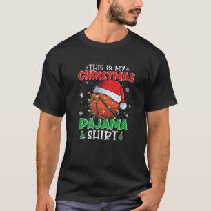 Camiseta Este É O Meu Natal Pajama Basquetebol Santa Hat L