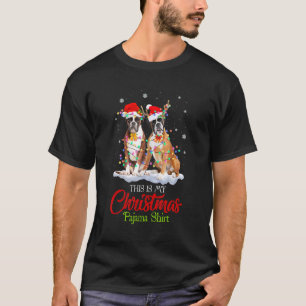 Camiseta Este É O Meu Natal Pajama Boxer Dog Santa Hat L