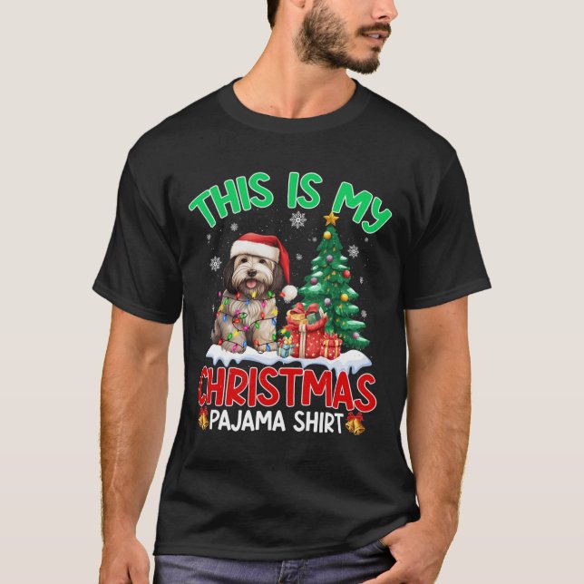 Camiseta Este É O Meu Natal Pajama Havanês Cachorinhos Xm (Frente)
