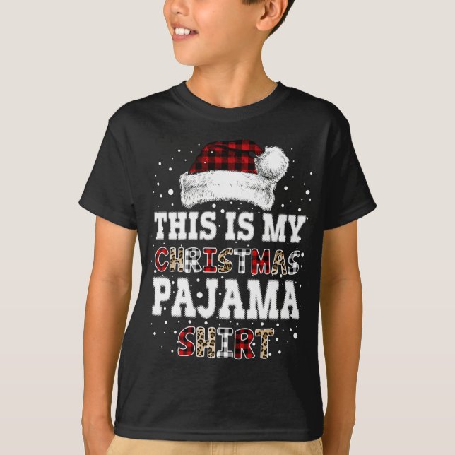 Camiseta Este É O Meu Natal Pajama Leopard Xadrez Buffalo R (Frente)