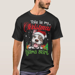 Camiseta Este É O Meu Natal Pajama Pitbull Santa Hat Xmas
