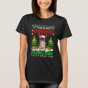 Camiseta Este É O Meu Natal Pajama Pug Dog Santa Hat Ligh