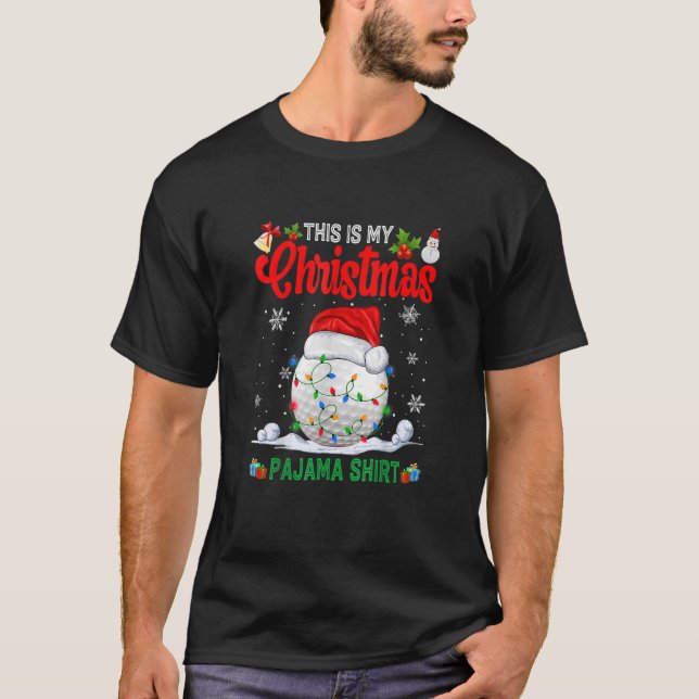 Camiseta Este É O Meu Natal Pajama Santa Hat Golf Xmas (Frente)