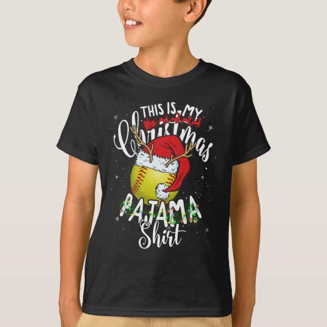 Camiseta Este É O Meu Natal Pajama Softball (Frente)