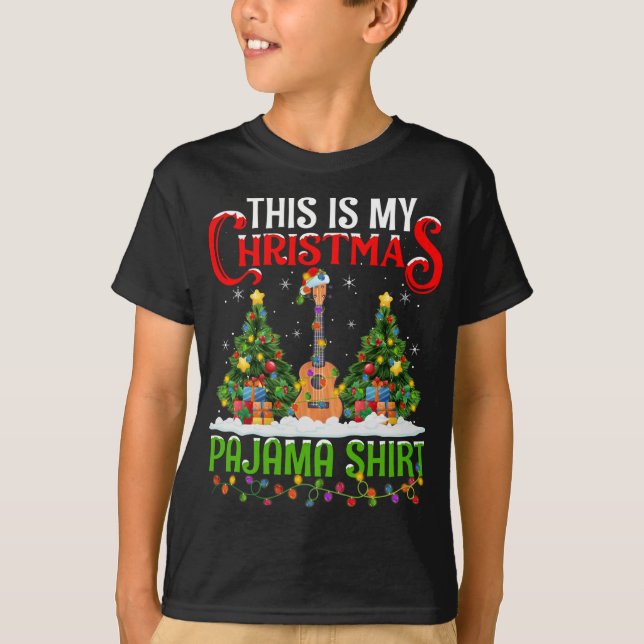 Camiseta Este É O Meu Natal Pajama Ukulele Music Christma (Frente)