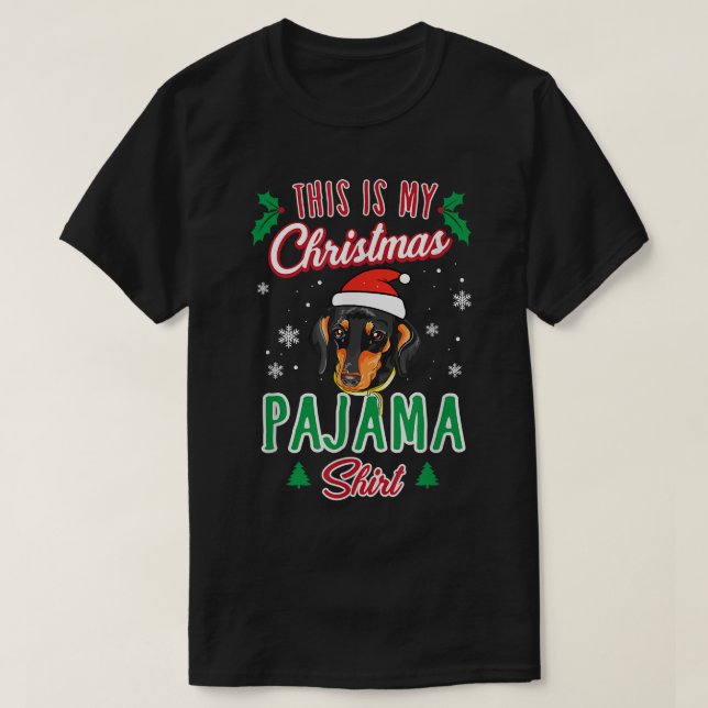 Camiseta Este É O Meu Natal Pajama Xmas Dachshund (Frente do Design)