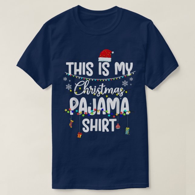 Camiseta Este É O Meu Natal Pajama Xmas String Lights (Frente do Design)
