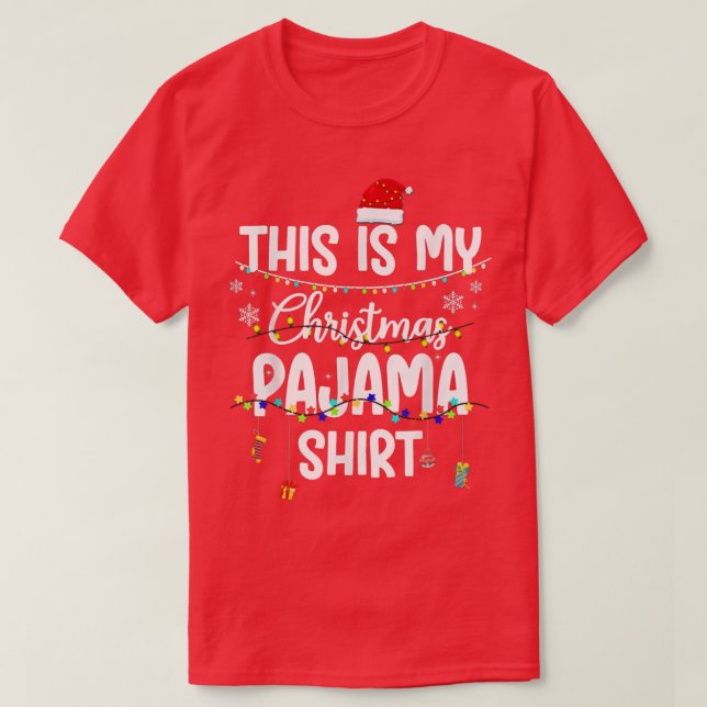 Camiseta Este É O Meu Natal Pajama Xmas String Lights (Frente do Design)