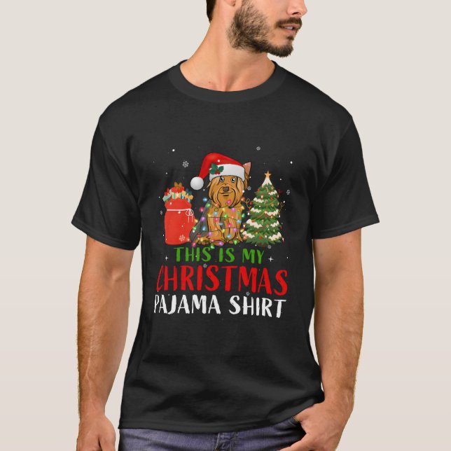 Camiseta Este É O Meu Natal Pajama Yorkshire Terrier Xmas (Frente)