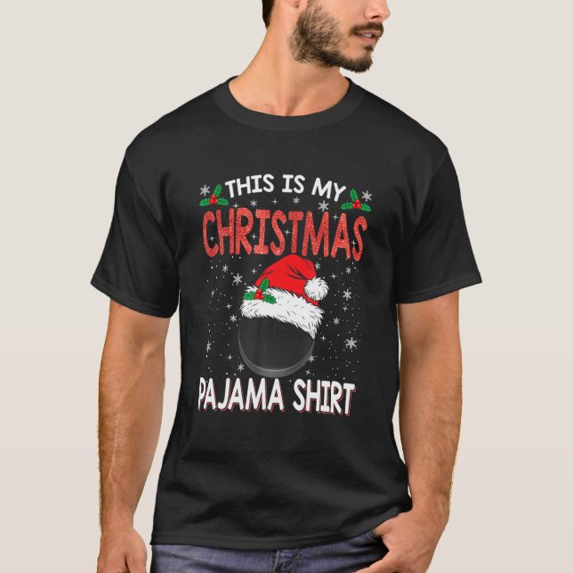 Camiseta Este É O Meu Pajama De Hóquei De Natal Para Rapaze (Frente)
