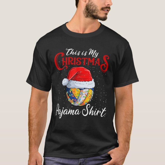 Camiseta Este É O Meu Pajama De Voleibol De Natal Para Rapa (Frente)