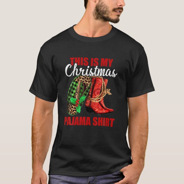 Camiseta Este É O Meu Papai noel De Boots Do Cowboy De Nata (Frente)