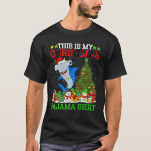 Camiseta Este É O Meu Pijama De Natal Chri De Tubarão De Ha