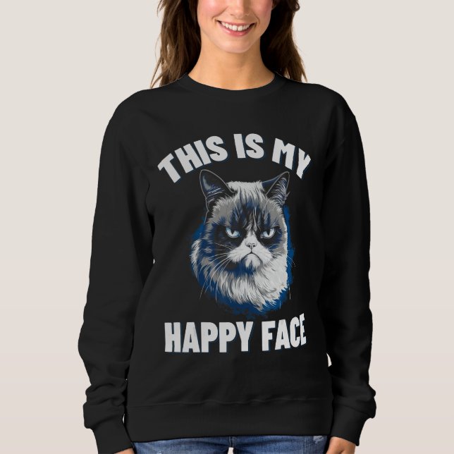 Camiseta Este É O Meu Rosto Feliz - Gato Engraçado Com Rost (Frente)