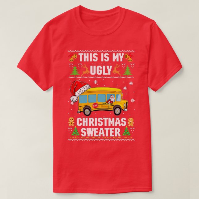 Camiseta Este É O Meu Suave Ônibus De Natal (Frente do Design)