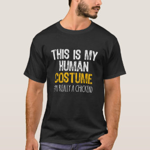 Camiseta Este é o Meu Traje Humano Frango Halloween Preguiç