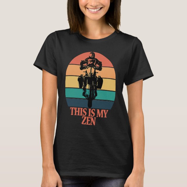 Camiseta Este É O Meu Zen Retro Sunset Motorcycle Adventure (Frente)