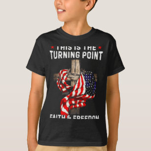 Camiseta Este É O Ponto de Mudança Fé Cristã Patriótica