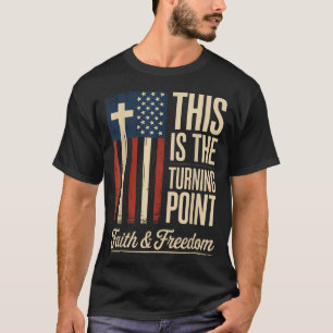 Camiseta Este É O Ponto de Mudança Fé Patriótica EUA