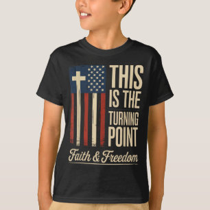 Camiseta Este É O Ponto de Mudança Fé Patriótica EUA