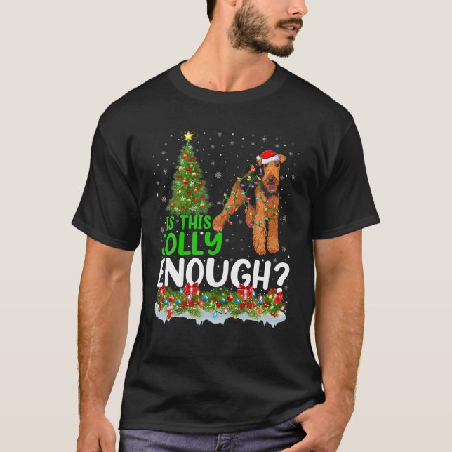 Camiseta Este É O Suficiente Papai noel Airedale Terrier Cr (Frente)