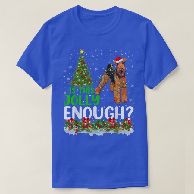 Camiseta Este É O Suficiente Papai noel Airedale Terrier Cr (Frente do Design)
