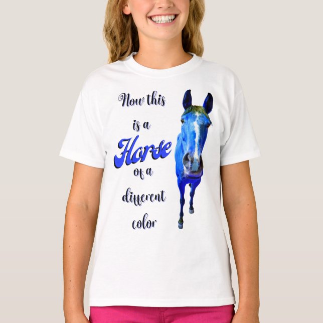 Camiseta Este É Um Cavalo De Cor Diferente Em Azul (Frente)