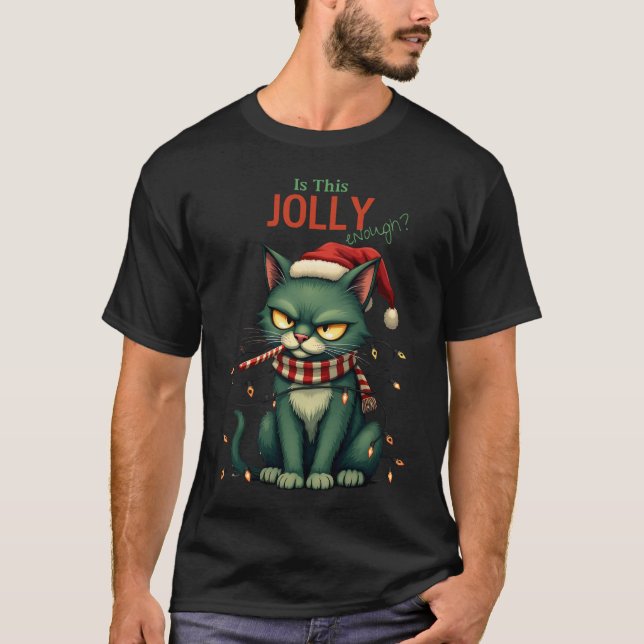 Camiseta Este é um gato de Natal engraçado o suficiente? (Frente)