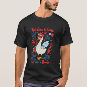 Camiseta Este Ganso Está Solto Para o Vermelho Branco e Beb