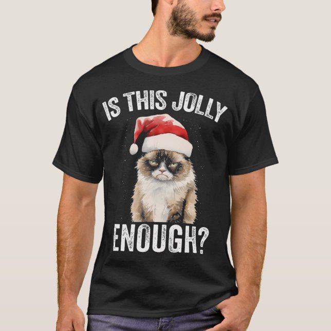 Camiseta Este Gato De Natal Chega De Engraçado? (Frente)
