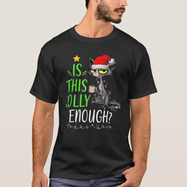 Camiseta Este Gato Negro Chega De Feliz Natal? (Frente)
