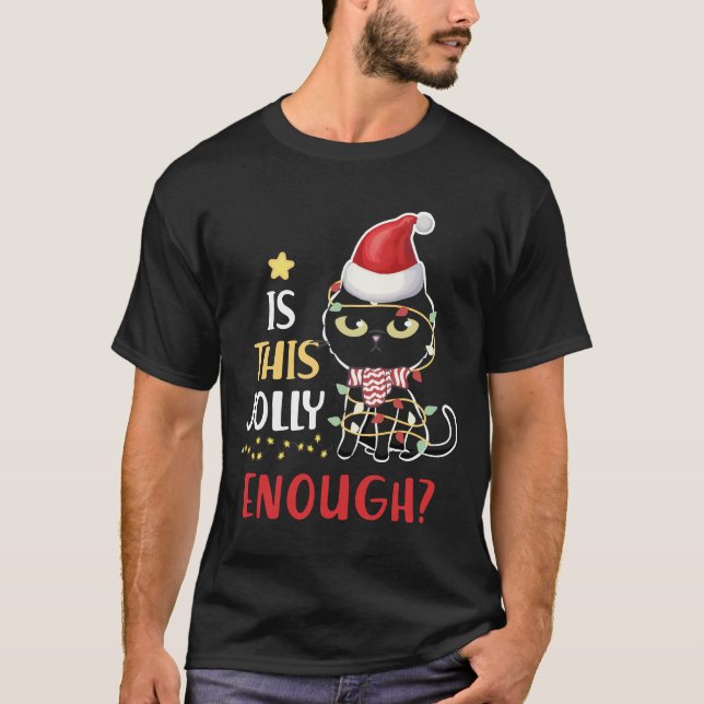 Camiseta Este Gato Negro Chega De Feliz Natal? (Frente)