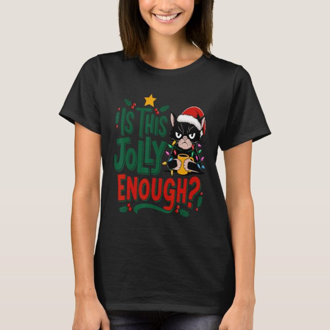 Camiseta Este Gato Negro Chega De Feliz Natal? (Frente)