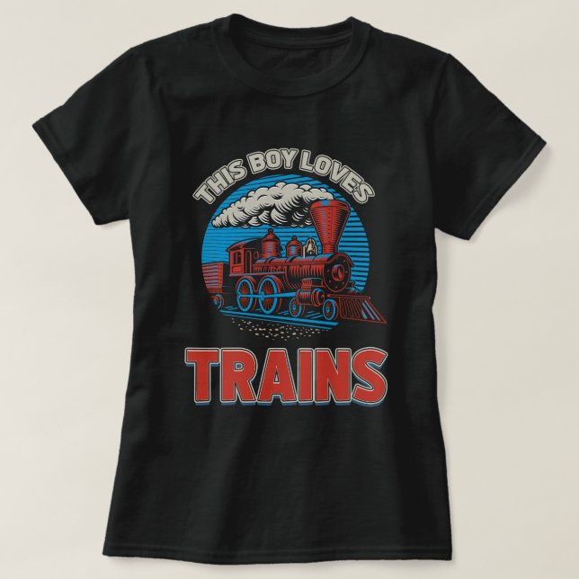 Camiseta Este Menino Adora Comboios Treinam Rapazes Vagão S (Frente do Design)