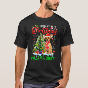 Camiseta Este Meu Natal Pajama Chihuahua Scarf Papais noeis