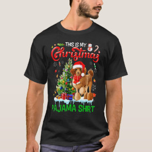 Camiseta Este Meu Natal Pajama Poodle Scarf Papais noeis Xm