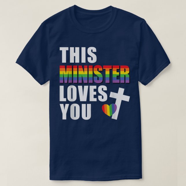 Camiseta Este Ministro Ama-Te LGBTQ Líder Religioso Gay (Frente do Design)