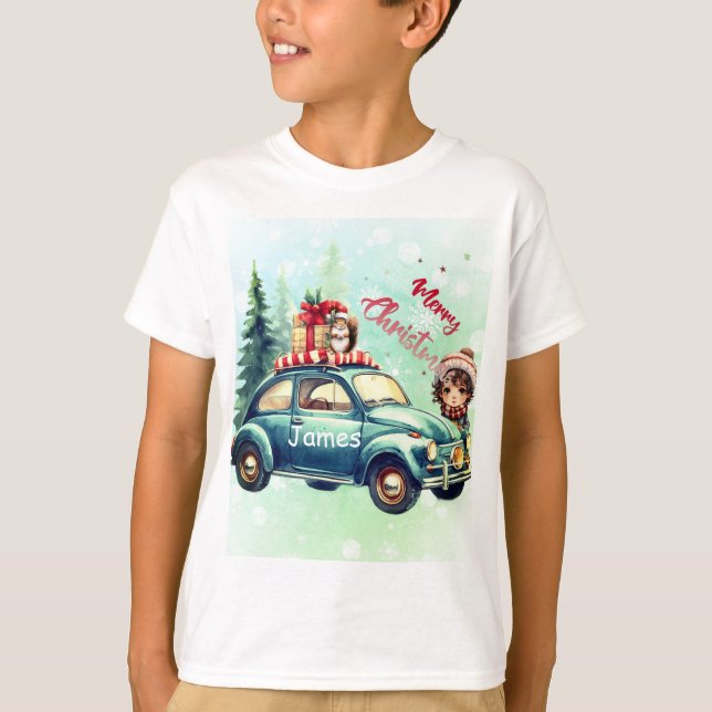 Camiseta Este Natal com um carro nele (Frente)