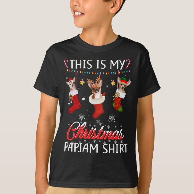 Camiseta Este Natal Pajama Chihuahua No Cachorro Do Meias (Frente)
