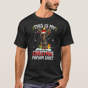 Camiseta Este Natal Pajama Dachshund Lights Papais noeis Re