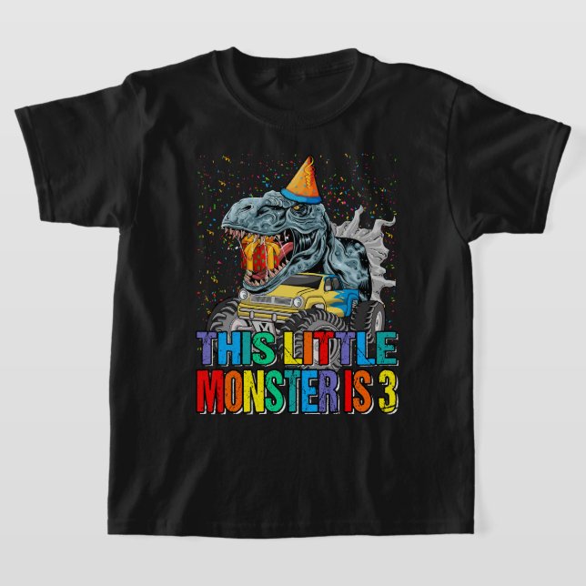 Camiseta Este Pequeno Caminhão Monstro É aniversário de 3 a (Postura )