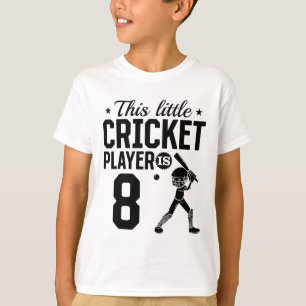 Camiseta Este pequeno jogador de críquete tem 8 anos de ida