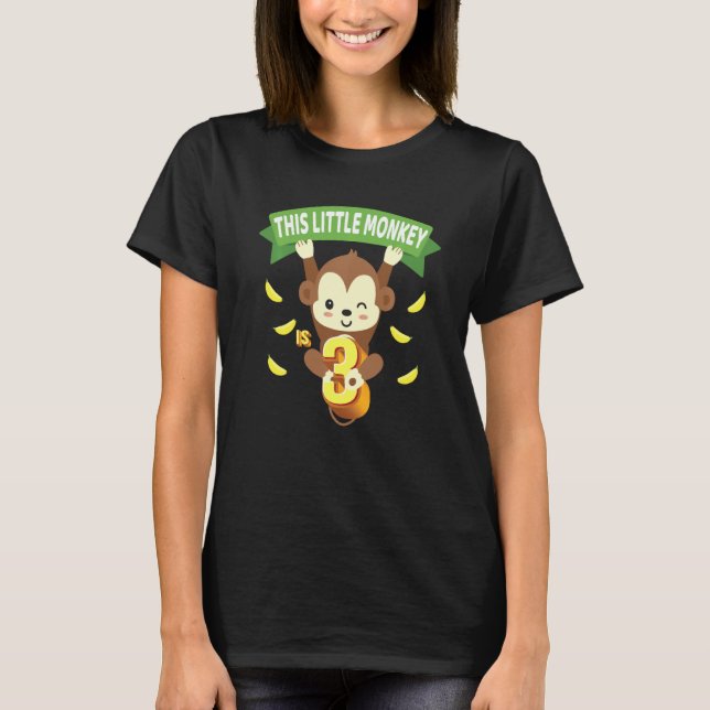 Camiseta Este Pequeno Macaco Tem 3 Anos De aniversário de 3 (Frente)