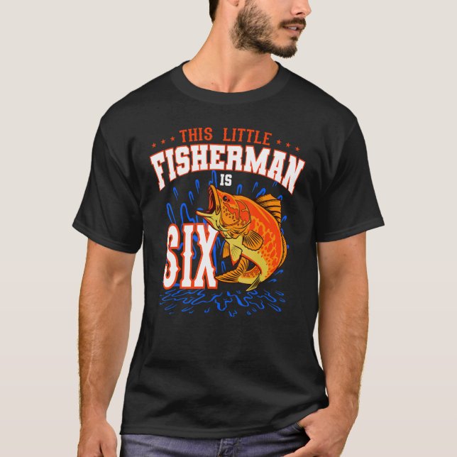 Camiseta Este Pequeno Pescador É Seis Celebração De Anivers (Frente)